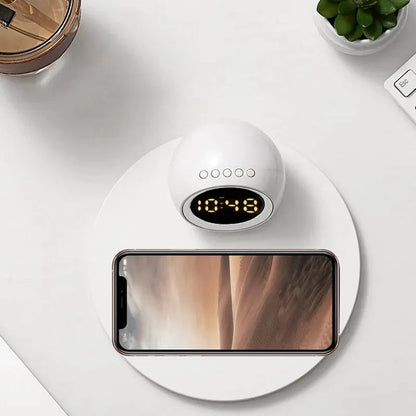 Réveil sphérique blanc et noir avec base métallique argentée -  - reveil-simulateur-daube-pour-ado - ["ado","simulateur d'aube"]