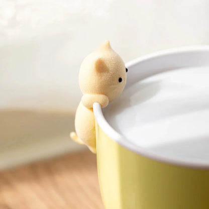 Réveil bol blanc avec figurine chat doré -  - reveil-veilleuse-lampe - ["chat","veilleuse"]