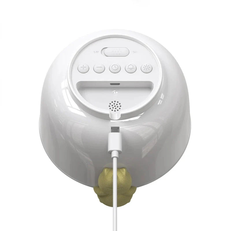 Réveil bol blanc avec figurine chat doré -  - reveil-veilleuse-lampe - ["chat","veilleuse"]