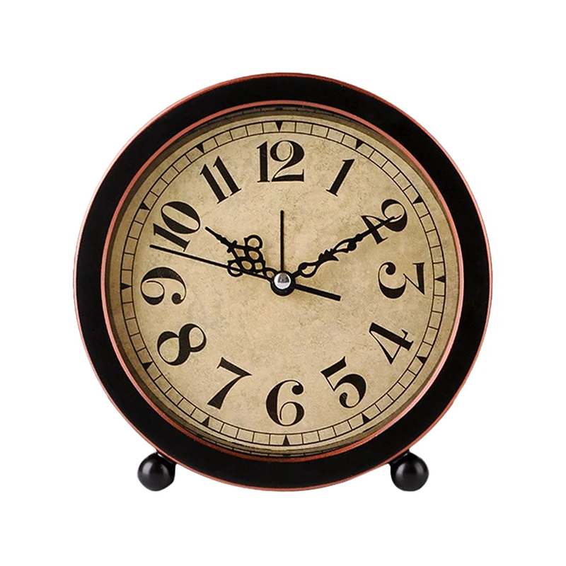 Réveil rond vintage rouge foncé et crème -  - reveil-vintage-rond - ["analogique","Jour Nuit","R\u00e9veil Analogique"]