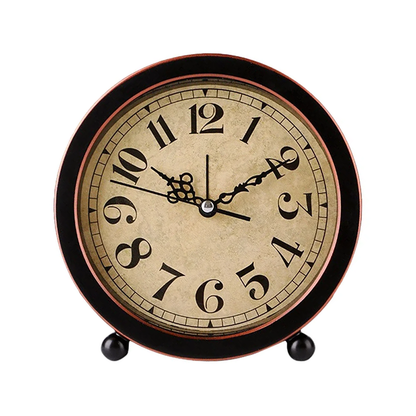 Réveil rond vintage rouge foncé et crème -  - reveil-vintage-rond - ["analogique","Jour Nuit","R\u00e9veil Analogique"]