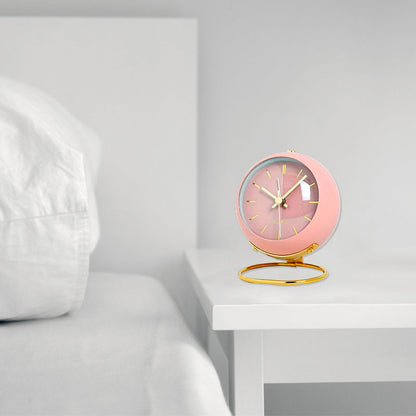 Réveil rond en métal rose et or vintage -  - reveil-vintage-rose - ["analogique","Jour Nuit","R\u00e9veil Analogique"]